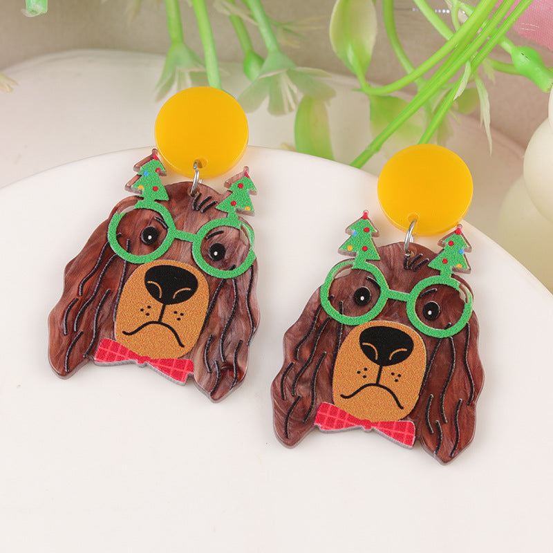 Wholesale  Christmas Series Elk Gloves Acrylic Earrings